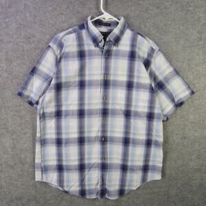 Alexander Julian Colours Shirt Mens Medium Blue Plaid Button Down Cotton Casual